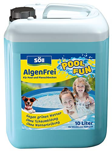 Söll 80425 AlgenFrei Pool Fun, 10 l - flüssiges Reinigungsmittel zur Algenentfernung im Pool, Planschbecken, Schwimmbad, Kinderbecken, Swimmingpool, Whirlpool