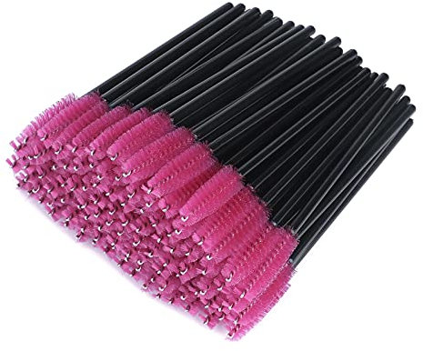G2PLUS 100 Stk Wimpernbürste, Mascara Zauberstäbe, Mascara Bürsten für Wimpernverlängerung (Schwarz und Rose)