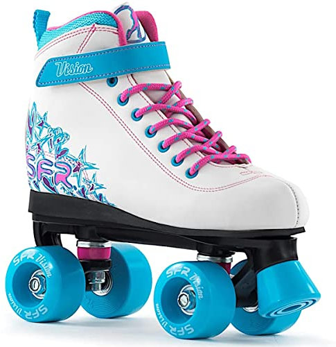 SFR Vision II Rollschuhe Disco Roller Kinder weiß-pink-purple white-blue, 32