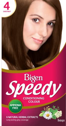 Bigen Speedy Conditioning Colour | Cubre las canas en 10 minutos | Con 6 extractos herbales naturales - Castaño No. 4