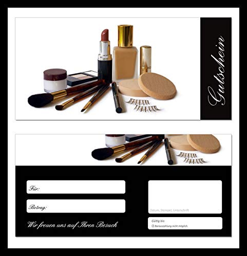 10 Stück Geschenkgutscheine (Kosmetik-652) - Beauty Gutscheinkarten Gutscheine für Bereiche Wellness, Erholung, Entspannung Spa Maniküre Jubiläum Geburtstag Erholung Entspannung Fußpflege Schminke Make-Up
