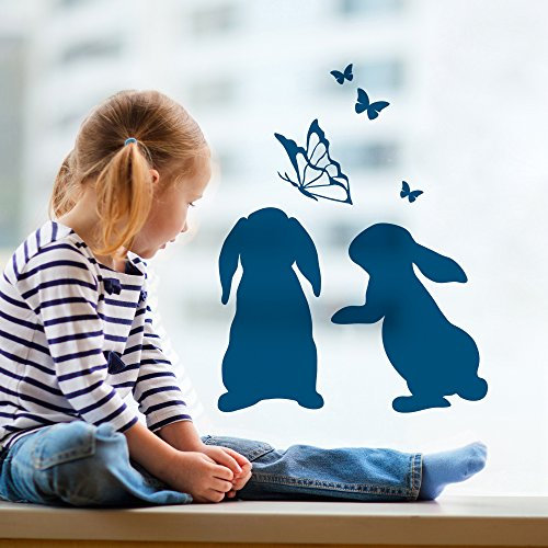 Fensterbild Wandtattoo Hasen Kaninchen M1856 ausgewählte Farbe: *schwarz* ausgewählte Größe: *M*