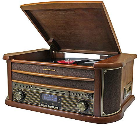 Soundmaster NR545DAB - Giradischi stereo 7 in 1, DAB+ CD-MP3, USB, con cartuccia Bluetooth, equalizzatore