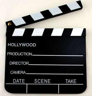 Regieklappe Filmklappe Szenenklappe Hollywood Partyknaller Holz 20 cm x 18 cm