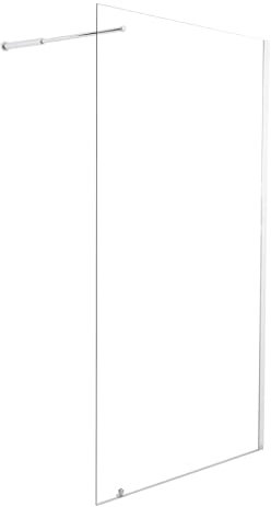 ONDÉE, Paroi de Douche 1 volet Cariba, Verre trempé 6mm, profilé en Aluminium chromé réglable, Installation réversible, Comprend Une Barre de Fixation Extensible, Transparent, 120x210 cm