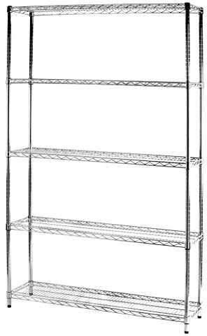 Archimede Sistema Componibile, Scaffale Cinque Ripiani, Grigio (Cromato), 121 x 36 x 200 cm