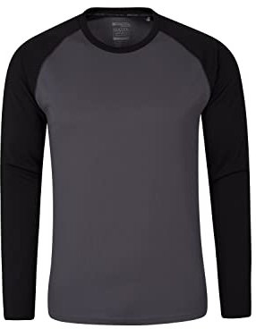 Mountain Warehouse Endurance Mens Top – Long Sleeves, Quick Dry T-Shirt, Highly Breathable Tee, UPF50 Protection Tee Shirt – for, Travelling, Walking, Gym Black XL
