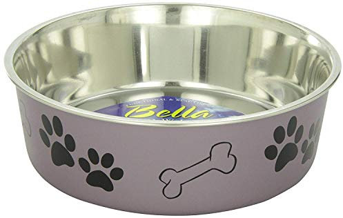 Loving Pets Bella Dog Bowls- Stainless Steel Dog & Cat Bowls - Spill Proof Dog Food Bowl, Puppy Essentials & Pet Supplies (X-Large 65-100lbs, Grape)