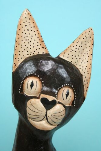 Hillfield RIESEN Katze 60 cm Handarbeit EDLE Holz DEKO Kunsthandwerk aus Indonesien Dekoration