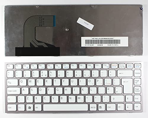 Keyboards4Laptops Regno Unito Telaio Rosa Bianco Tastiera Sostitutiva per Portatili Compatibile con Sony Vaio VPC-S139FJP