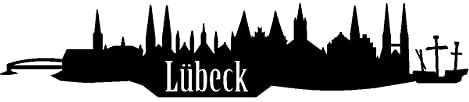 Skyline4u Aufkleber Lübeck Skyline mit Sehenswürdigkeiten 20 x 4cm schwarz