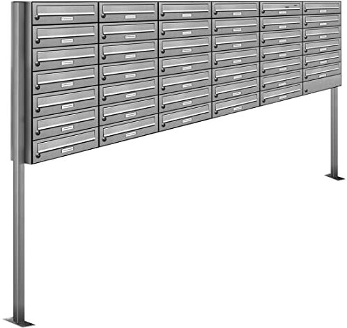AL Briefkastensysteme 41er V2A Edelstahl Stand Briefkasten rostfrei als 41 Fach Briefkastenanlage Freistehend DIN A4 in Postkasten Design modern