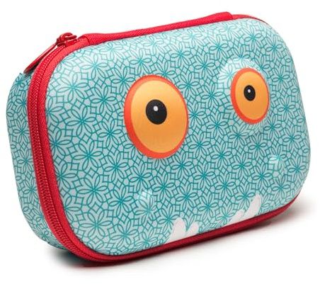 ZIPIT Federmappe für Kinder, Stiftebox für die Schule, Organizer mit großem Fassungsvermögen, Monster-Motiv, Blau