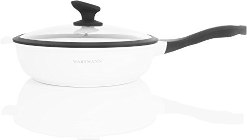 Wartmann Tiefe Bratpfanne mit Ilag Keramikbeschichtung - 28 cm / 11 zoll (weiß)