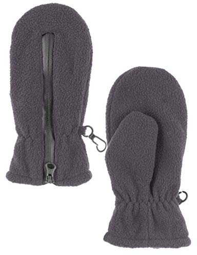 Maximo Unisex Kinder-Fleece-Fausthandschuhe grau mit wasserabweisendem Reißverschluss grau für Jungen und Mädchen, Gr. 2 (2)