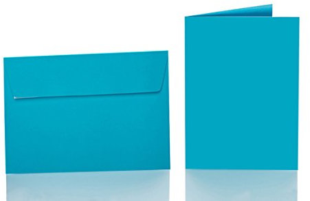 Paper24 25 Faltkarten blanko mit Umschlag 120x170 mm, Briefumschläge B6, Doppelkarten mit Umschlag sind ideal für Geburtstag in Blau