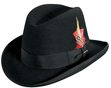Scala Classico Men's Wool Felt Homburg Hat, Black, X-Large