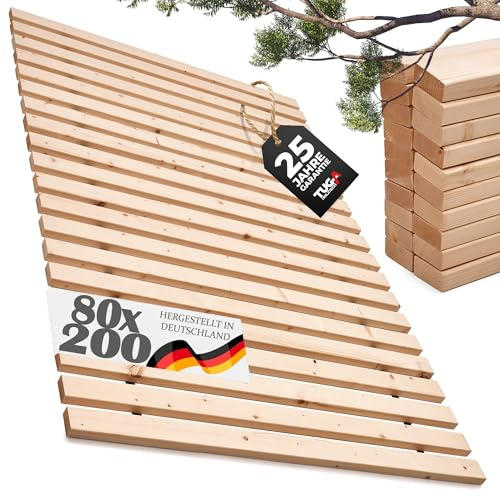 TUGA - Holztech Marken Rollrost Lattenrost 80 x 200 cm 500kg stabilster Bettrost Qualitätsarbeit aus Deutschland mit 25 Jahren Garantie