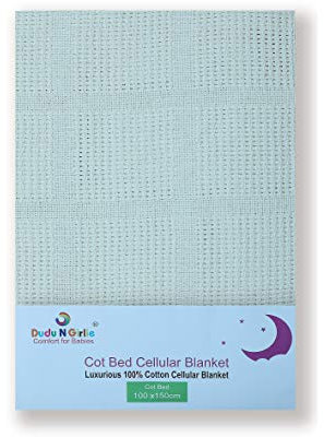 DUDU N GIRLIE Coperta per lettino, 100% puro cotone, extra morbida, per bambini, per tutte le stagioni, da viaggio, per lettino, (100 x 150 cm, panna)