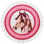 Mono-Quick GmbH Applikationen - Kids and Hits - aufbügelbar Pferdepatch, Karos ca. 7,0x7,0 cm rosa 1 St