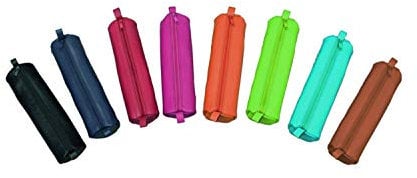 Alassio 43145 - Schlamperrollen Set mit 8 Stück, farblich Sortiert, Stifteetuis aus Leder, Schlamperetuis je ca. 21 x 6 cm, Schlampermäppchen rund, Faulenzer für Schreibgeräte