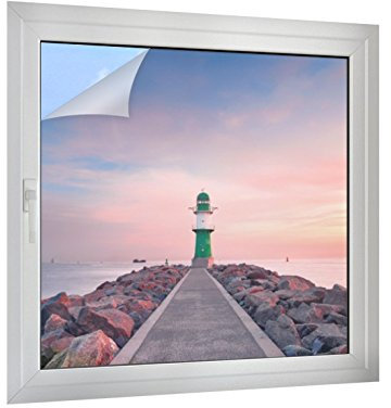 Klebefieber Sichtschutz Leuchtturm in der Dämmerung B x H: 40cm x 40cm