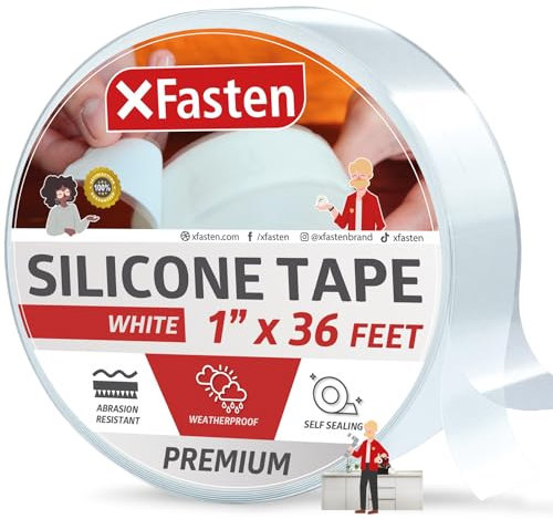 XFasten Silicone Self Fusing Tape 1-Inch x 36-Foot (25.4mm x 10.97m) (White) Silicone Repair Tape