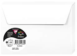 Clairefontaine - Ref 5436C - Pollen Adhesive Envelopes (Pack of 20) - C6 Sized, 120gsm Paper, Printer-Compatible, Acid Free, Adhesive Strip for Easy Seal - White