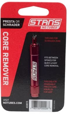 Stan's NoTubes - Anodized CNC Alloy Presta & Shrader Valve Core Remover with Anti Slip Grip Red