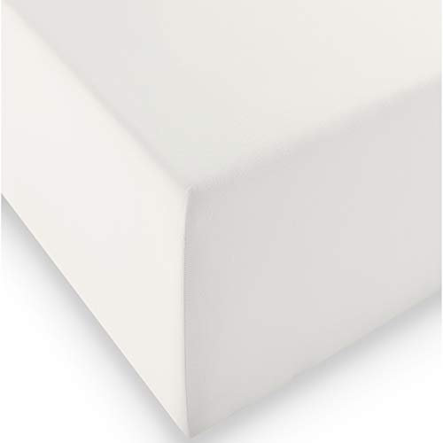 fleuresse 1119 XXL Jersey Stretch Spannbetttuch (96% Baumwolle, 4% Elasthan), mit Rumdumgummizug, Ökotex 100, für Matratzen bis 40 cm Höhe, 180 x 200-200 x 220 cm, wollweiß