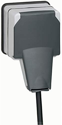Legrand 090465 Prise de Courant Étanche avec Volet Fiche Engagée Plexo, 2P+T, 16A, 250V, IP66, Gris