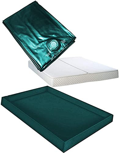 Hardside Wasserbetten Wasserkern Wasserbettmatratze Wasserbett Matratze Mono UNO + Sicherheitswanne Auslaufwanne Wanne Standup Liner + Bezug Auflage Rundumbezug (200 x 220 cm F5)