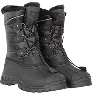 Mountain Warehouse Whistler Schneestiefel für Kinder - Schneedicht, warm, atmungsaktiv, strapazierfähige und griffige Sohlen, winter Schwarz Kinder-Schuhgröße 29 DE