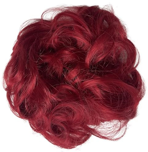 CAISHA Haarteil Haargummi Hochsteckfrisuren Voluminös Gewellt Unordentlich Kunstfaser DM13cm Rot HG7a