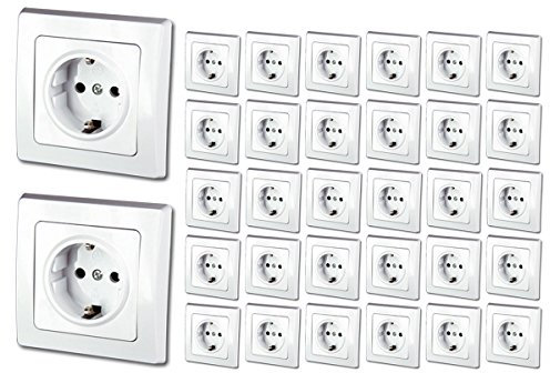 DELPHI 32er Set Schutzkontakt-Steckdosen weiß 250V~/ 16A