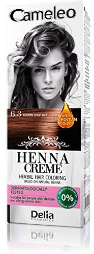 Cameleo - Kräuter-Henna-Farbcreme - Goldkastanie - Natürlicher Henna-Extrakt & marokkanisches Öl - Semi-Permanent - gleichmäßige, tiefe Farbe - hypoallergen - 75g