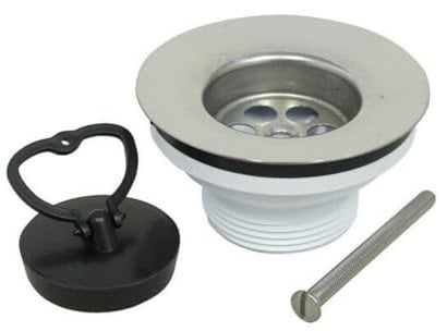 Schläfer 439715 | Piletta di Scarico per Lavello Cucina, Attacco Sifone 1 1/2, Diametro 65mm, con Cestello Inox e Tappo, Materiali di Alta Qualità