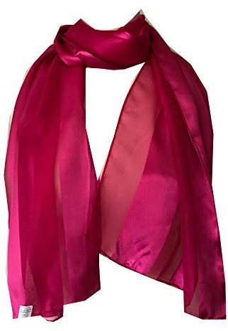 Plain Fuchsia Pink Faux Chiffon and Satin Style Striped Scarf Thin Pretty Scarf Great for Any Outfit