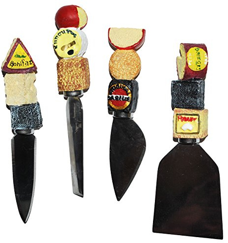 alles-meine.de GmbH 4 Stück Käsemesser - Edelstahl mit Käse Griff aus Kunstharz - Buffet Parmesanmesser - Design Italien - Käseschneider - kleine Messer für Käse