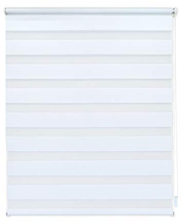 EXKLUSIV HEIMTEXTIL Duo Doppelrollo Klemmfix Fensterrollo ohne Bohren mit Pendelsicherung weiß 90 x 200 cm