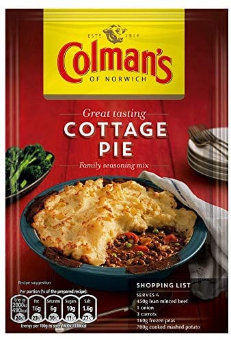 Colman's Classic Comforts Cottage Pie Meal Maker perfect with creamy mashed potato quick to prepare pie mix 45 g