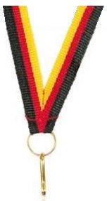 S.B.J - Sportland Medaillen Band schwarz/rot/Gold, Deutschland, 10 mm breit