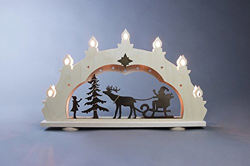 Günter Gläser Leuchtenherstellung Schwibbogen Weihnachtsmann Länge ca 52cm NEU Motivleuchte Lichterbogen LED Erzgebirge Bergkirche Kirche Ruprecht Landhaus rustikal Holz Seiffen Christbaum