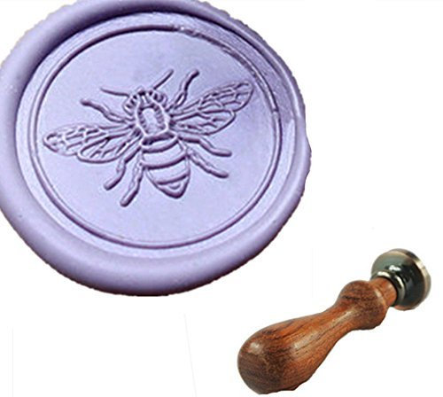 MDLG Wachssiegel-Stempel, Design: Biene, Vintage-Design, personalisierbar, für Hochzeiten/Einladungen, mit Rosenholz-Griff