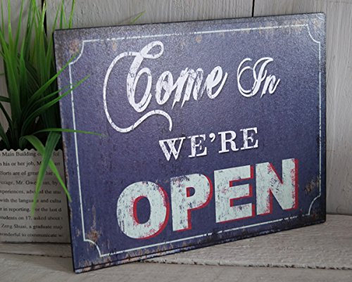 LB H&F Blechschild Blech Schild Metallschild Nostalgie Retro Open - Closed (Open - antik)