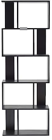 Rebecca Mobili Estantería Oficina, Estante para Libros Negro, con 5 Estantes, Design Contemporáneo, Muebles para El Hogar - Medidas: 169 x 60 x 24 cm (AxANxFON) - Art. RE4786