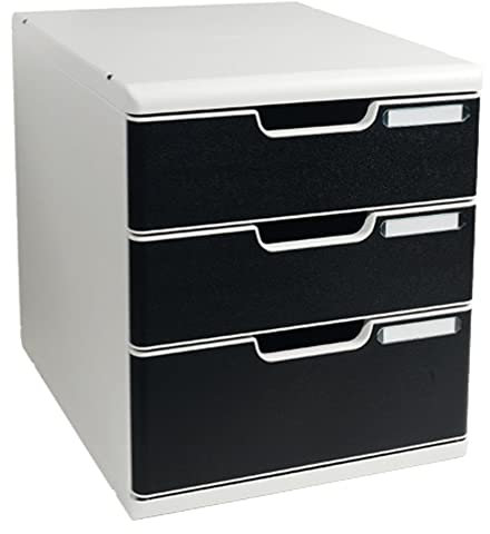 Exacompta Module de classement Modulo Gris lumière Noir 3 tiroirs, en PS, format A4+, 28,8 x 32 x 35 cm