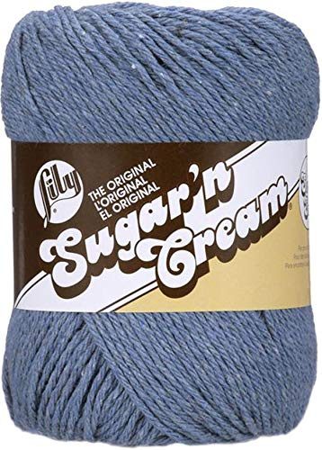 Lily Sugar 'N Cream Super Size Solid Yarn, 4oz, Gauge 4 Medium, 100% Cotton - Blue Jeans - Machine Wash & Dry