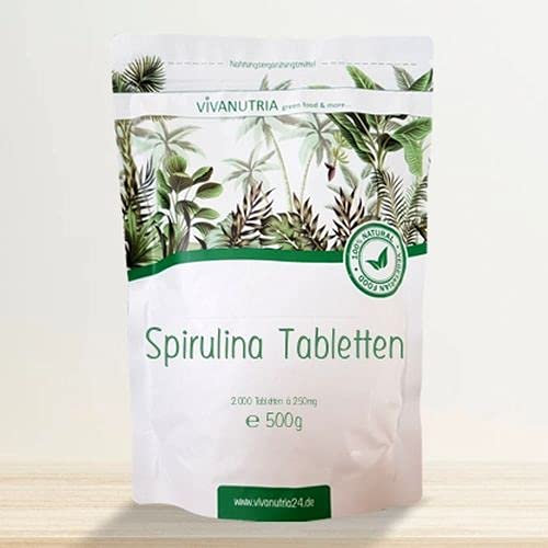 VivaNutria Spirulina Tabletten 1000g | aus kontrolliertem Anbau I 5000 Spirulina Presslinge ohne Zusätze - rein & natürlich I schonend verarbeitet | Rohkostqualität I vegan