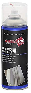 Ambro-Sol - L051 Lubrificante Spray Secco al PTFE, Antiadesivo e Idrorepellente, Protegge della Corrosione, Bomboletta Spray in Banda Stagnata 100% Riciclabile all'Infinito da 400 ml